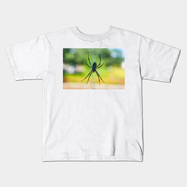 Garden Spider Kids T-Shirt by KensLensDesigns